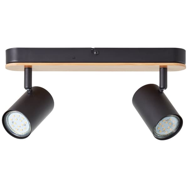 Brilliant Niels spot bar 2-flames matt svart/natur, metall/bambu, 2x LED, GU10, 10 W