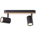 Miniatyrbild 6 av 7: Brilliant Niels spot bar 2-flames matt svart/natur, metall/bambu, 2x LED, GU10, 10 W