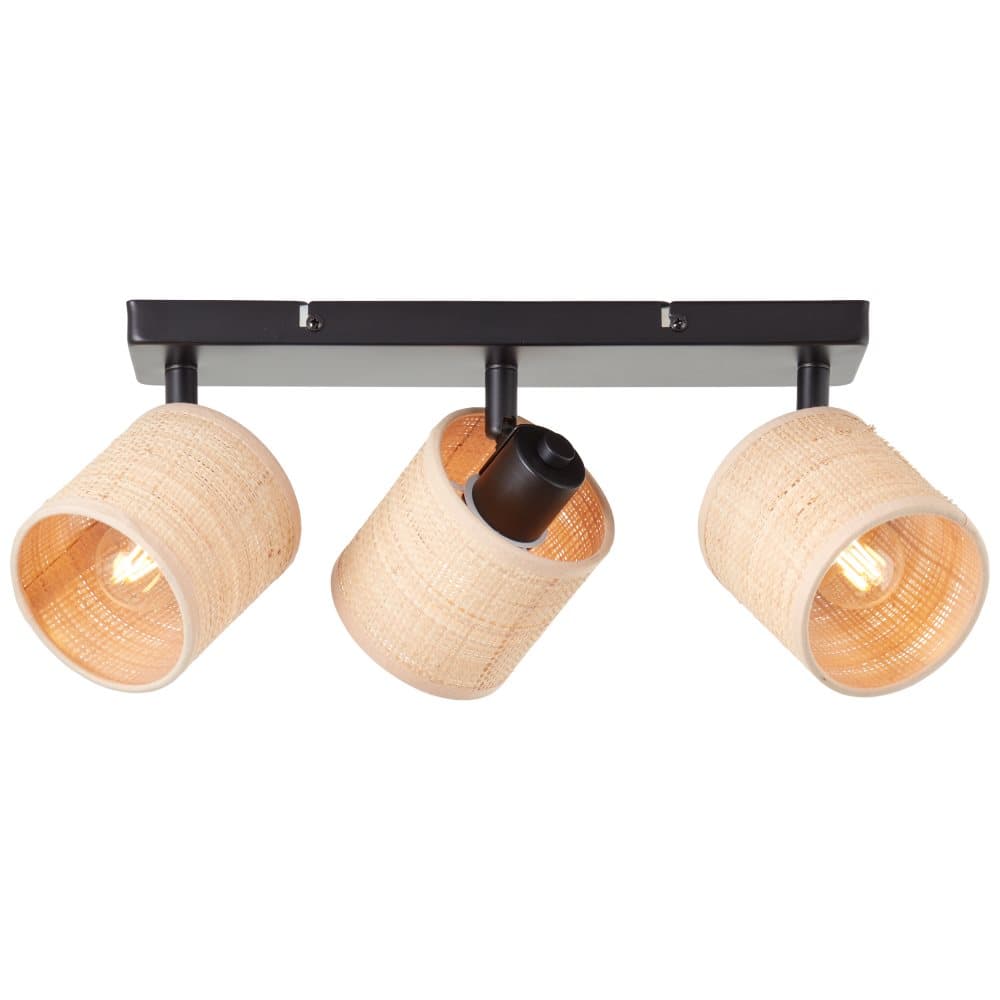 Brilliant Raffy spotlight 3-lågor natur/svart, metall/sjögräs, 3x D45, E14, 28 W