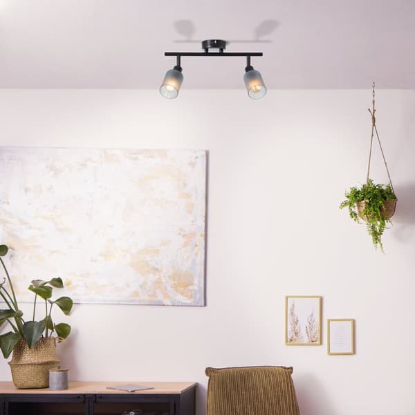 Brilliant Loralie spotlight 2-flamme sort/røget glas, metal/glas, 2x D45, E14, 40 W