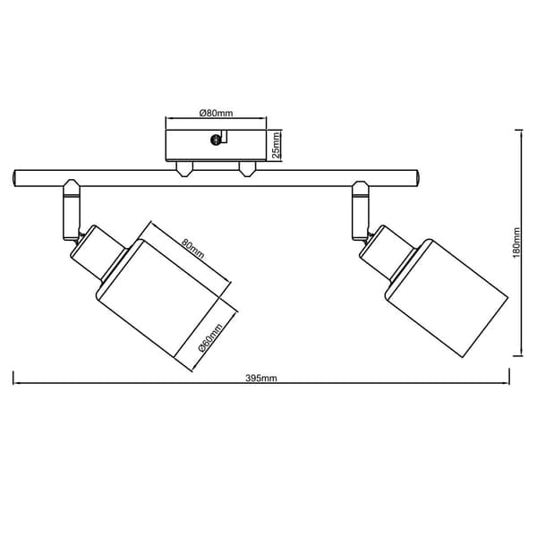 Brilliant Loralie spotlight 2-flamme sort/røget glas, metal/glas, 2x D45, E14, 40 W