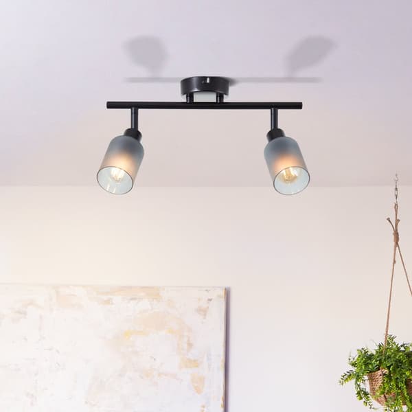 Brilliant Loralie spotlight 2-flamme sort/røget glas, metal/glas, 2x D45, E14, 40 W