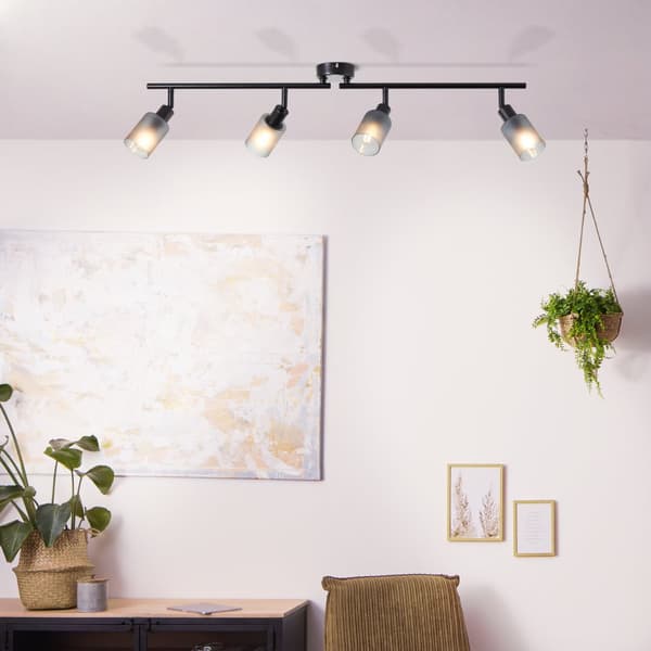 Brilliant Loralie spotlight 4-flamme sort/røget glas, metal/glas, 4x D45, E14, 40 W
