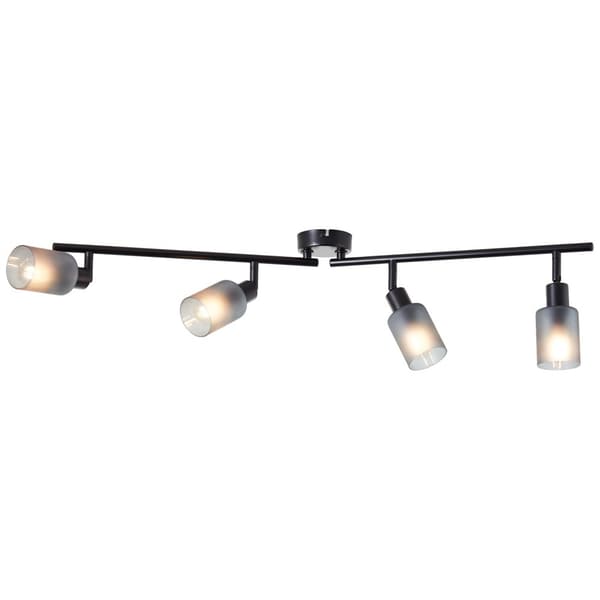 Brilliant Loralie spotlight 4-flamme sort/røget glas, metal/glas, 4x D45, E14, 40 W