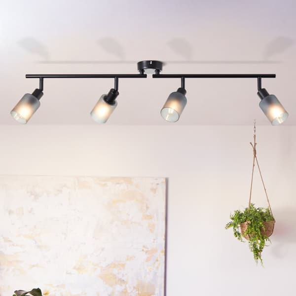 Brilliant Loralie spotlight 4-flamme sort/røget glas, metal/glas, 4x D45, E14, 40 W