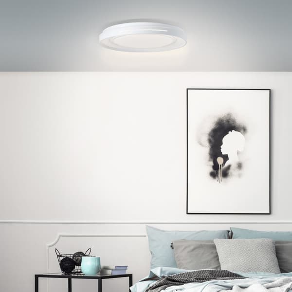 Brilliant Barty LED væg- og loftlampe 48cm hvid/krom, metal/plastik, 1x 30 W LED integreret, (lysstrøm: 2900lm, lysfarve: 3000-6500K)