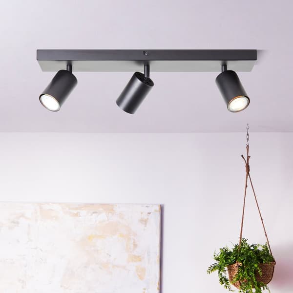 Brilliant Jello LED spot bar 3-flammer mat sort, metal, 3x LED, GU10, 5 W, LED reflektor lamper inkluderet (lysstrøm: 345lm, lys farve: 3000K)