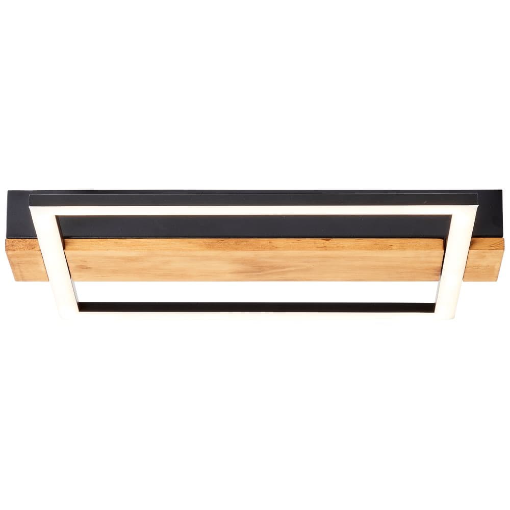 Brilliant Loneos LED-taklampa 35x30cm svart/trä, trä/metall/plast, 1x LED integrerad, 24 W, (ljusflöde: 2700lm, ljusfärg: 3000K)