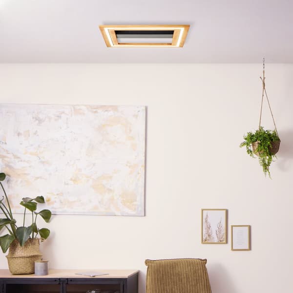 Brilliant Rhea LED loftslampe 45x45cm lys træ/sort, træ/metal/plast, 1x LED integreret, 24 W, (lysstrøm: 3000lm, lysfarve: 3000K)