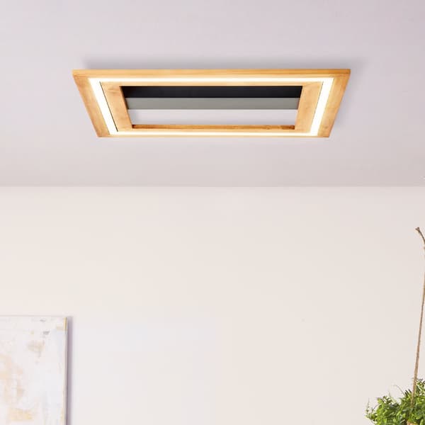 Brilliant Rhea LED loftslampe 45x45cm lys træ/sort, træ/metal/plast, 1x LED integreret, 24 W, (lysstrøm: 3000lm, lysfarve: 3000K)