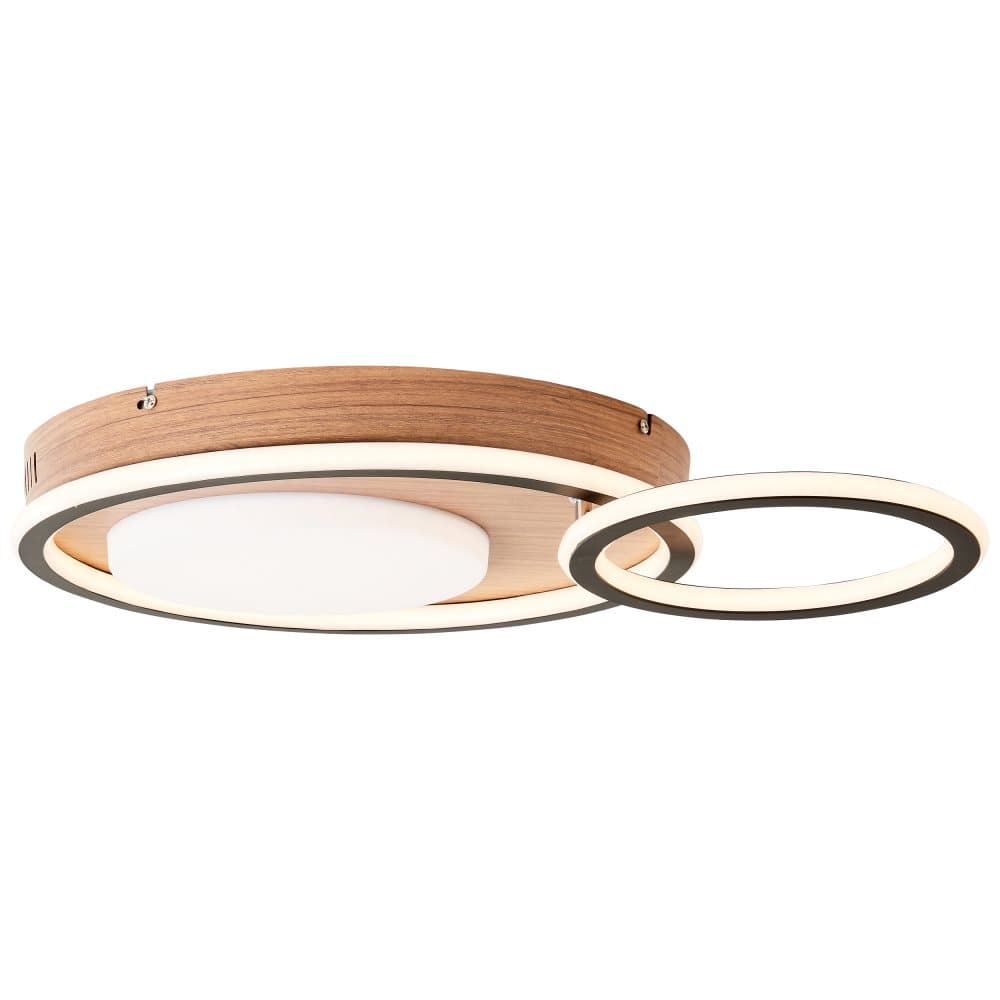 Brilliant Karney LED-taklampa 57x40cm svart/trä, aluminium/plast, 1x LED integrerad, 48 W , (ljusflöde: 5600lm, ljusfärg: 3000K)