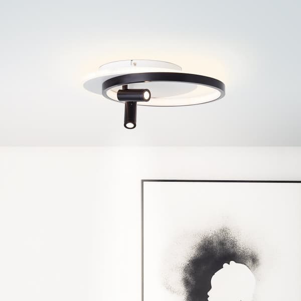 Brilliant Eunomia LED loftslampe 35x30cm 2-flammer sort/hvid, metal/plast, 1x LED integreret, 30 W, (lysstrøm: 2900lm, lysfarve: 3000K)