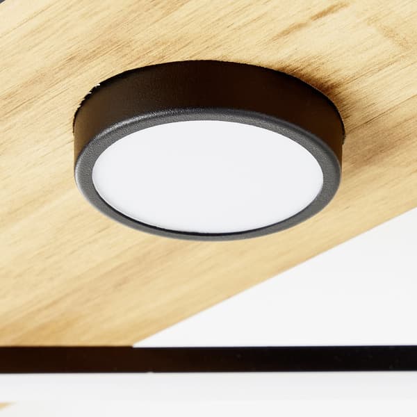 Brilliant Woodbridge LED kattovalaisin 25x25cm puu/musta, puu/metalli/muovi, 1x integroitu LED, 18 W, (valovirta: 1600lm, valon väri: 3000K)