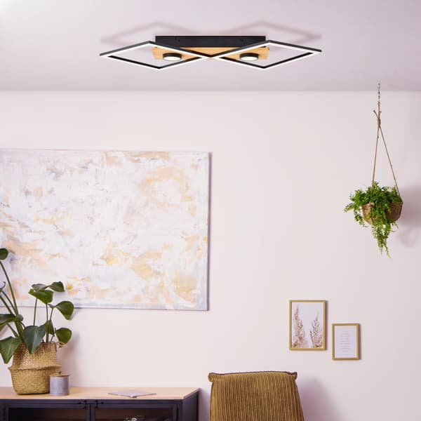 Brilliant Woodbridge LED loftslampe 70x35cm træ/sort, træ/metal/plast, 1x LED integreret, 32 W, (lysstrøm: 3100lm, lysfarve: 3000K)