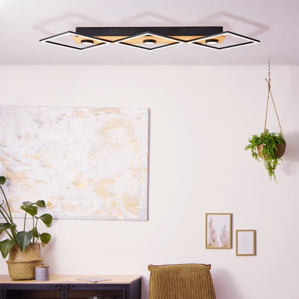 Brilliant Woodbridge LED loftslampe 100x35cm træ/sort, træ/metal/plast, 1x LED integreret, 50 W, (lysstrøm: 5200lm, lysfarve: 3000K)