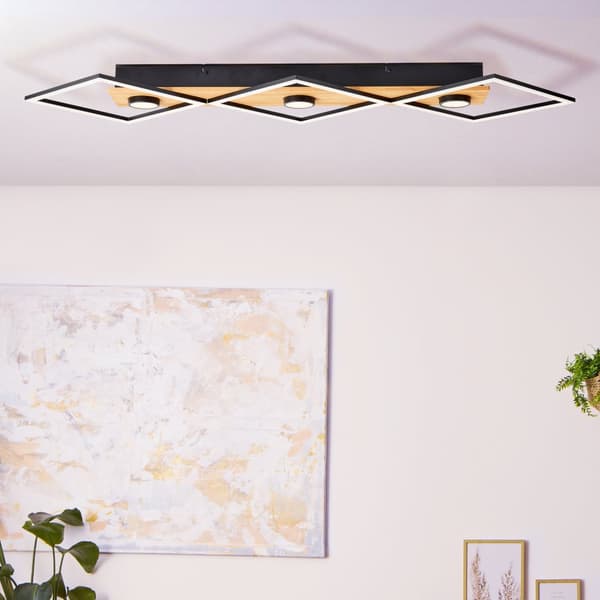 Brilliant Woodbridge LED loftslampe 100x35cm træ/sort, træ/metal/plast, 1x LED integreret, 50 W, (lysstrøm: 5200lm, lysfarve: 3000K)