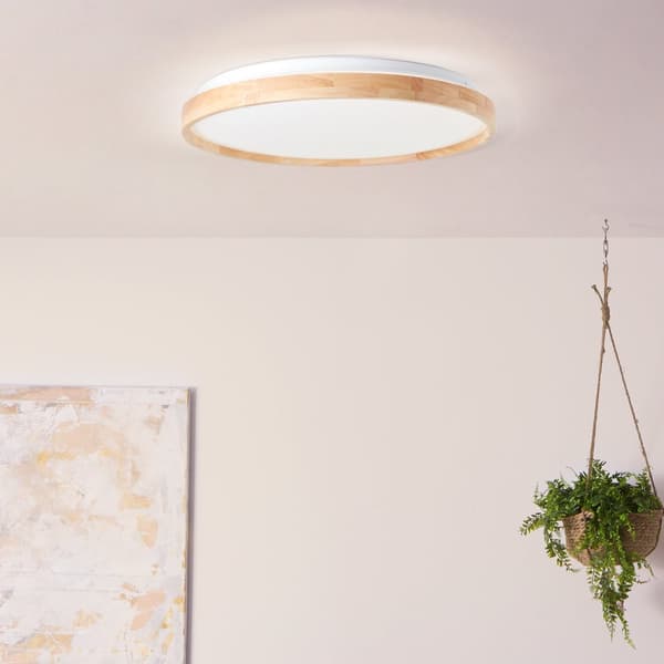 Brilliant Alson LED loftslampe 48cm lys træ/hvid, metal/træ/plast, 1x 32 W LED integreret, (lysstrøm: 3300lm, lysfarve: 3000-6500K)