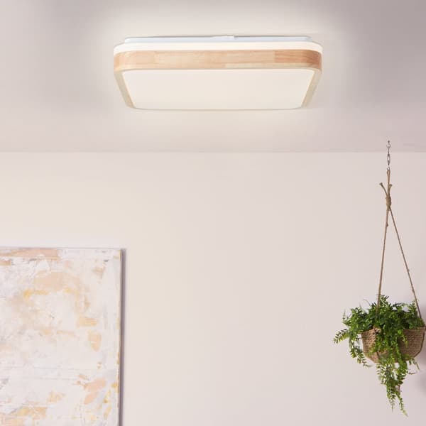 Brilliant Tumeo LED loftslampe 40x40cm lys træ/hvid, metal/træ, 1x LED integreret, 24 W, (lysstrøm: 2400lm, lysfarve: 3000K)