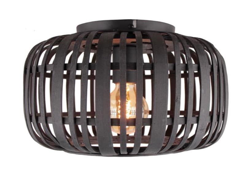 Brilliant Woodrow taklampa 32cm mörkt trä/svart, metall/bambu, 1x A60, , 60 W