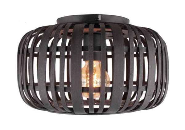 Brilliant Woodrow loftslampe 32cm mørkt træ/sort, metal/bambus, 1x A60, , 60 W