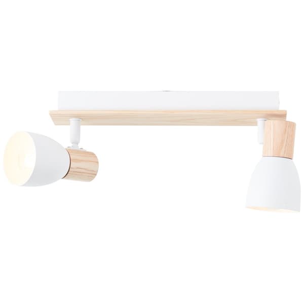 Brilliant Daintree spot bar 2-flammer hvid/naturlig, metal/træ, 2x D45, E14, 28 W