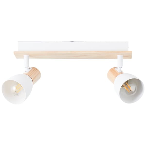Brilliant Daintree spot bar 2-flammer hvid/naturlig, metal/træ, 2x D45, E14, 28 W