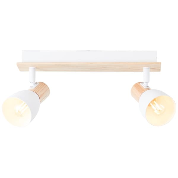 Brilliant Daintree spot bar 2-flammer hvid/naturlig, metal/træ, 2x D45, E14, 28 W