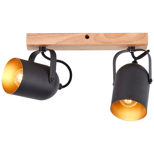 Brilliant Tronte spot bar 2-flammer guld/sort/træ, metal/træ, 2x D45, E14, 28 W