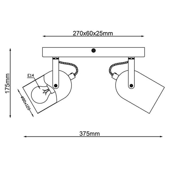 Brilliant Tronte spot bar 2-flammer guld/sort/træ, metal/træ, 2x D45, E14, 28 W