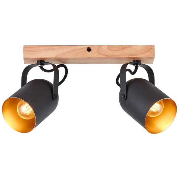 Brilliant Tronte spot bar 2-flammer guld/sort/træ, metal/træ, 2x D45, E14, 28 W