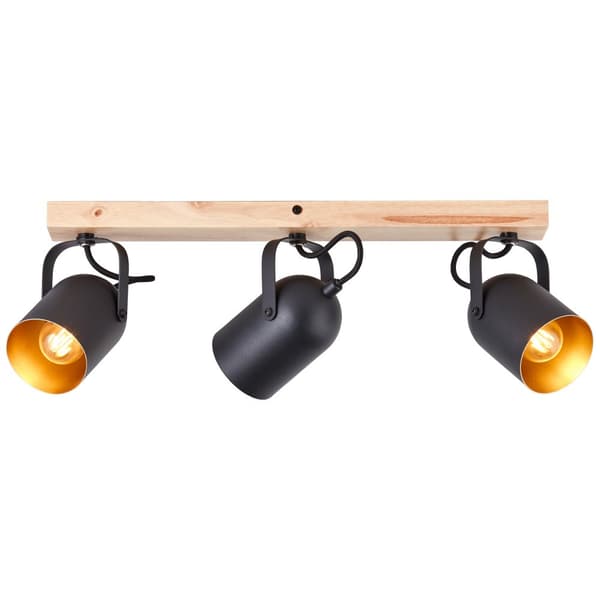 Brilliant Tronte spot bar 3-flammer guld/sort/træ, metal/træ, 3x D45, E14, 28 W