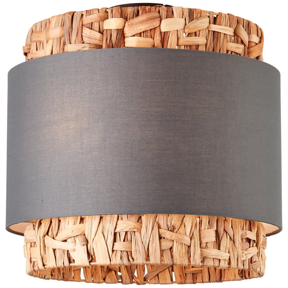 Brilliant Waterlilly taklampa 35cm grå/beige, textil/vattenhyacint/metall, 2x A60, E27, 60 W