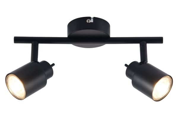 Brilliant Andres LED spotrør 2-flammer matsort, metal, 2x QPAR51, GU10, 10 W, LED-reflektorlamper inkluderet (lysstrøm: 345lm, lysfarve: 3000K)