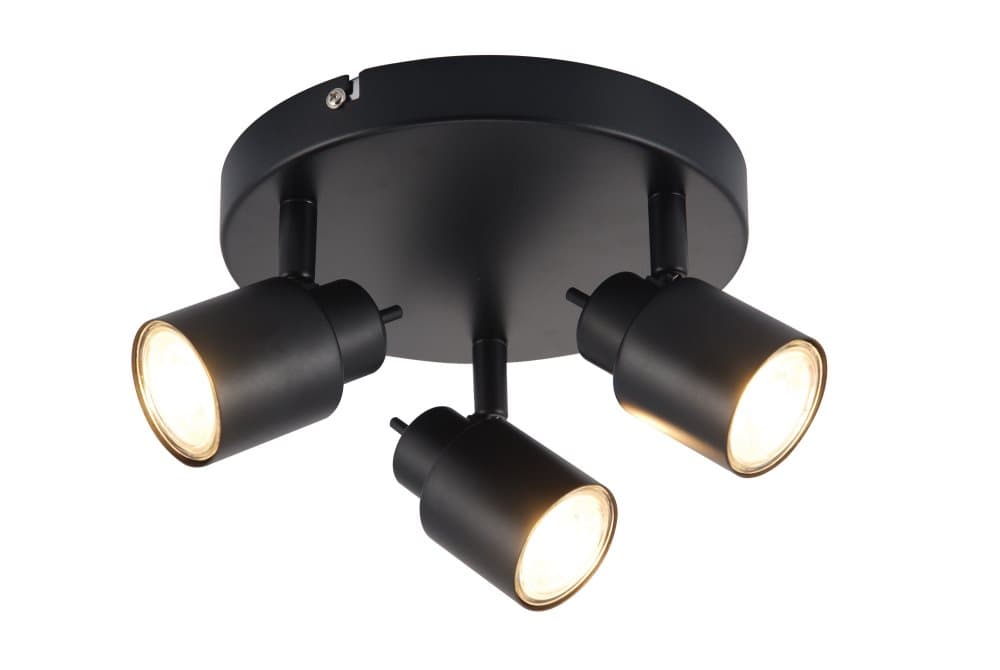 Brilliant Andres LED-spotlight 3-lågor mattsvart, metall, 3x QPAR51, GU10, 10 W, LED-reflektorlampor ingår (ljusflöde: 345lm, ljusfärg: 3000K)