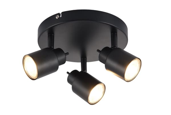 Brilliant Andres LED-spotlight 3-flammer matsort, metal, 3x QPAR51, GU10, 10 W, LED-reflektorlamper medfølger (lysstrøm: 345lm, lysfarve: 3000K)