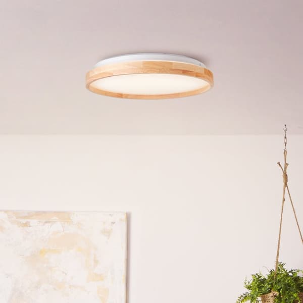 Brilliant Alson LED kattovalaisin 39cm vaalea puu/valkoinen, metalli/puu/muovi, 1x 26 W LED integroitu, (valovirta: 2500lm, valon väri: 3000-4500K)