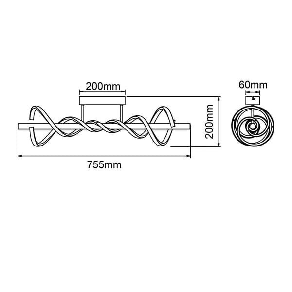 Brilliant Amalie LED loftslampe 80cm sort, metal/plast, 1x LED integreret, 16 W, (lysstrøm: 2100lm, lysfarve: 3000K)