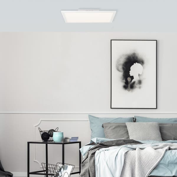 Brilliant Jacinda LED overflademonteret loftspanel 40x40cm sandhvid, metal/plast, 1x 26 W LED integreret, (lysstrøm: 2300lm, lysfarve: 2700-6500K)