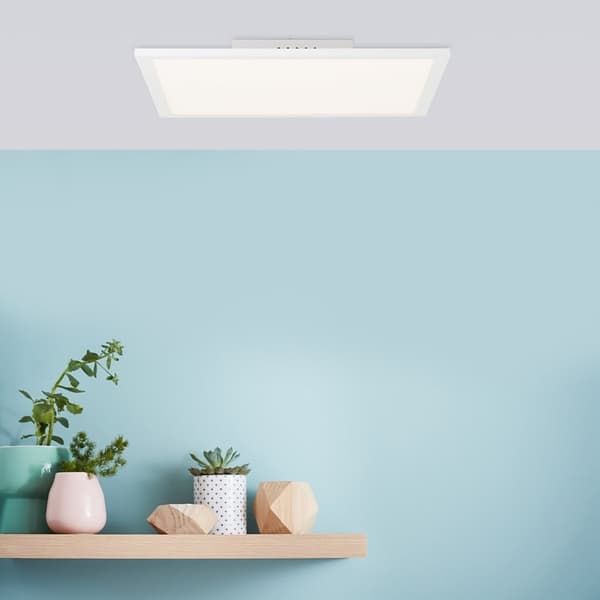 Brilliant Jacinda LED overflademonteret loftspanel 40x40cm sandhvid, metal/plast, 1x 26 W LED integreret, (lysstrøm: 2300lm, lysfarve: 2700-6500K)