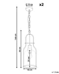 Miniatyrbild 3 av 8: Set med 2 Taklampor Svart Metall Glas 166 cm Retrostil Taklampa Kök Vardagsrum