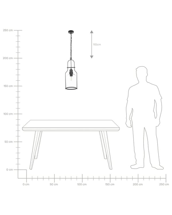 Set med 2 Taklampor Svart Metall Glas 166 cm Retrostil Taklampa Kök Vardagsrum