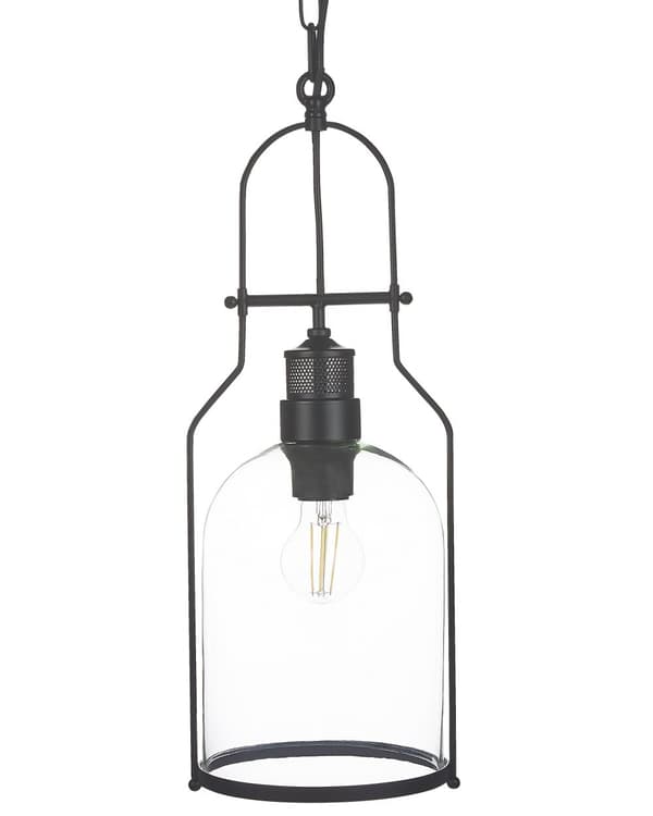 Set med 2 Taklampor Svart Metall Glas 166 cm Retrostil Taklampa Kök Vardagsrum