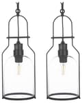 Miniatyrbild 1 av 8: Set med 2 Taklampor Svart Metall Glas 166 cm Retrostil Taklampa Kök Vardagsrum