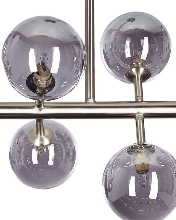 Taklampa Silver Stål och Glas 10 Ljus Modern Design Glamorös