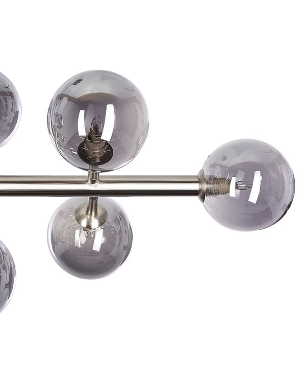 Taklampa Silver Stål och Glas 10 Ljus Modern Design Glamorös
