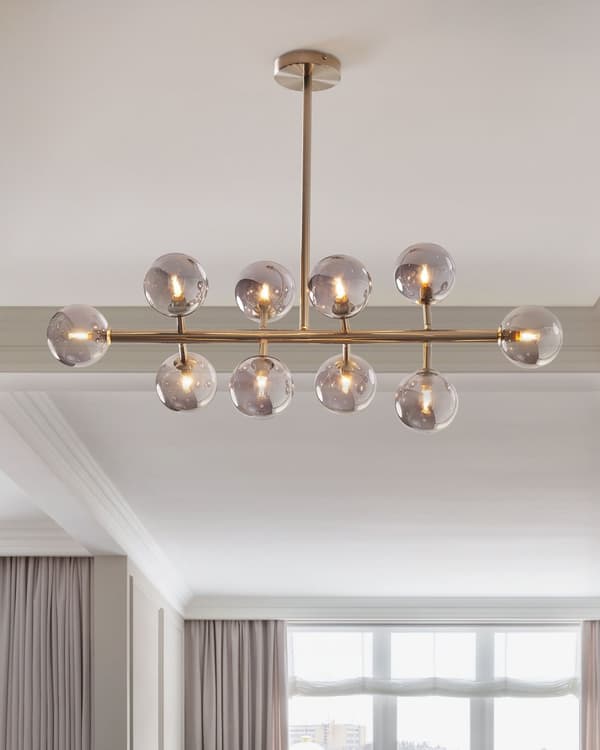 Taklampa Silver Stål och Glas 10 Ljus Modern Design Glamorös