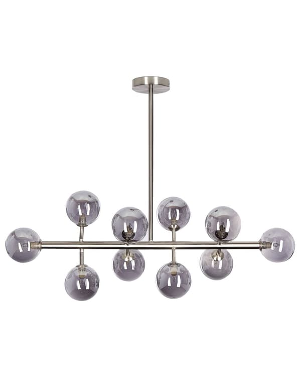 Taklampa Silver Stål och Glas 10 Ljus Modern Design Glamorös