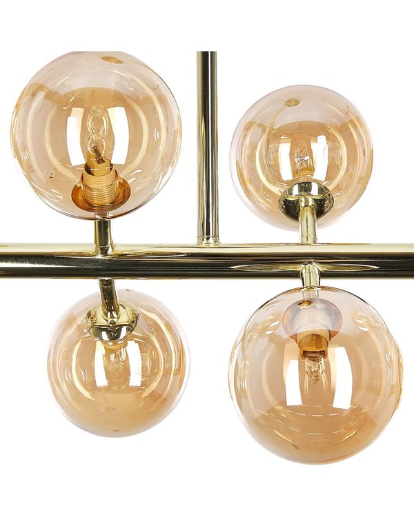 Taklampa Guld Stål och Glas 10 Ljus Modern Design Glamorös