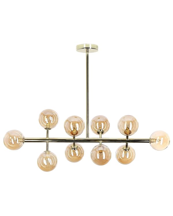 Taklampa Guld Stål och Glas 10 Ljus Modern Design Glamorös