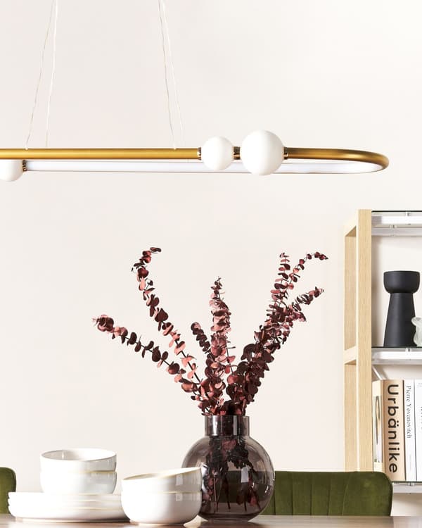 Pendellampa Guld Aluminium Järn Integrerade LED-lampor Oval Form Hängande Modern Glamourbelysning Vardagsrum